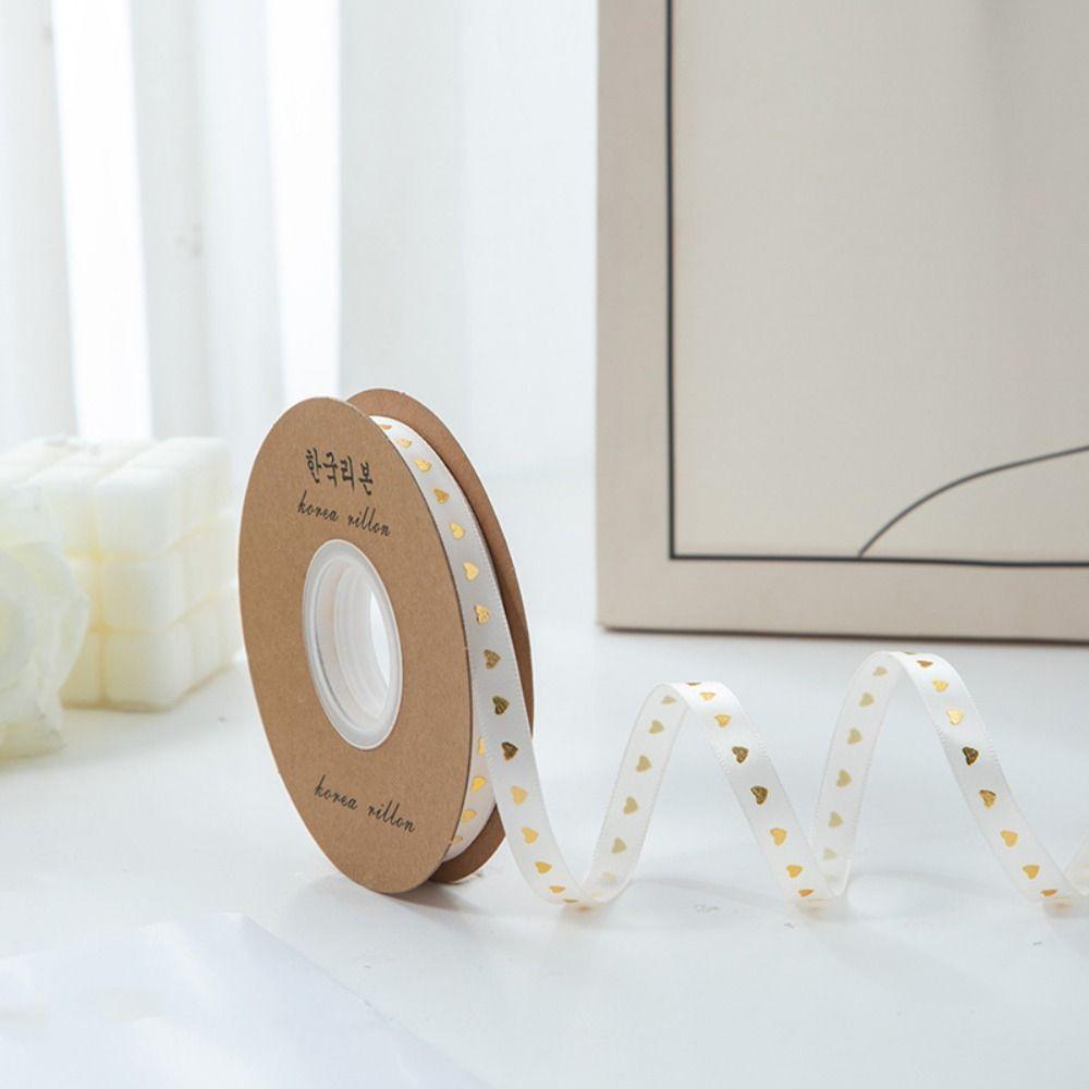 Classic Gold-stamped Heart Ribbons 1cm*30 meters Gift Packaging Ribbon  DIY