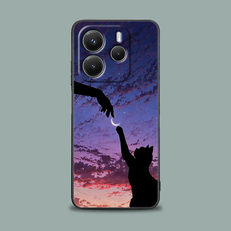 Чехол для телефона для Xiaomi Redmi 15C 14C 12C 13C Redmi Note 15 14 13 12 11 10 Pro Plus 5G 12S Силиконовая крышка Забавный Милый Кот Линейный Рисунок