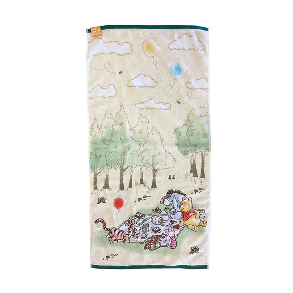 Marushin Mini Bath Disney Winnie the Pooh Talk At Picnic Hand Character Antibacterial and Odor Product 2006036000 Towel, Towel, 100% Cotton, Design,