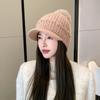 Новая осенне-зимняя теплая шерстяная шапка в корейском стиле, с бархатной защитой ушей, меховым помпоном, универсальная шапка-бини, тренд