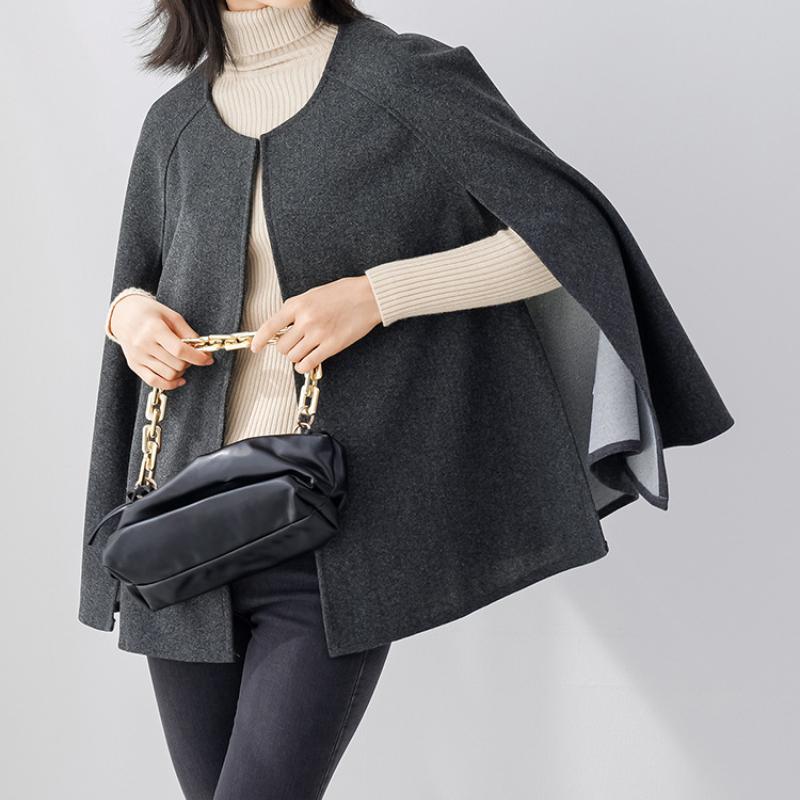 Весна Осень Новый Стиль Японский Стиль Куртка Круглый Вырез Свободный Крой Мантия Однотонный Топ Плюс Размер Стильное Женское Пальто