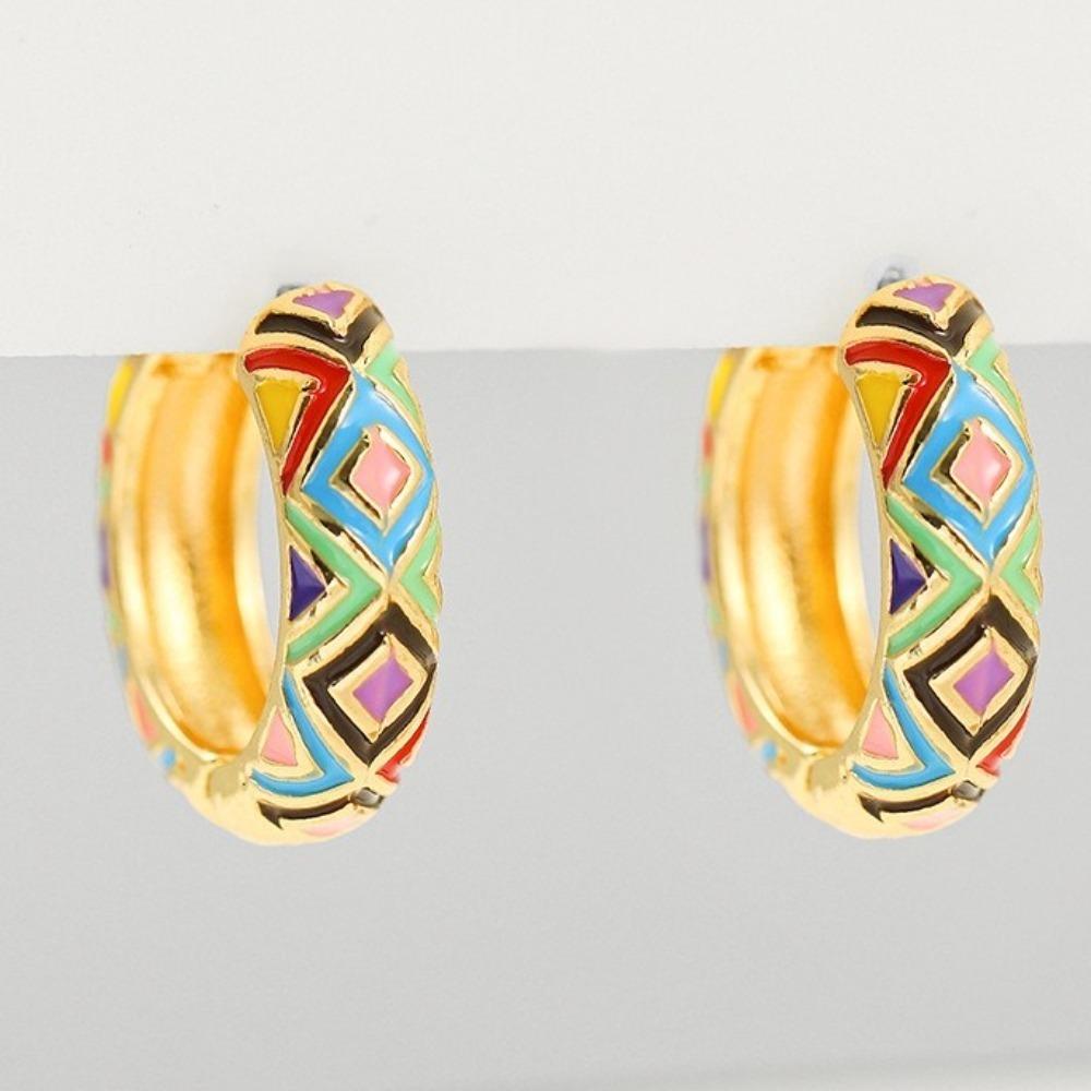 Китайские эмалевые серьги-цветы Классические серьги в китайском стиле Серьги-кольца Ювелирные изделия