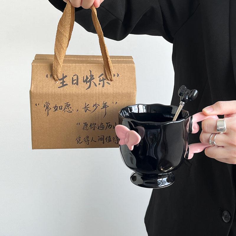 Кружка Бабочка Высокого Класса Девочка Сердце Керамическая Чашка Офисная Кофейная Чашка для Завтрака Подарок на День Рождения Девочки