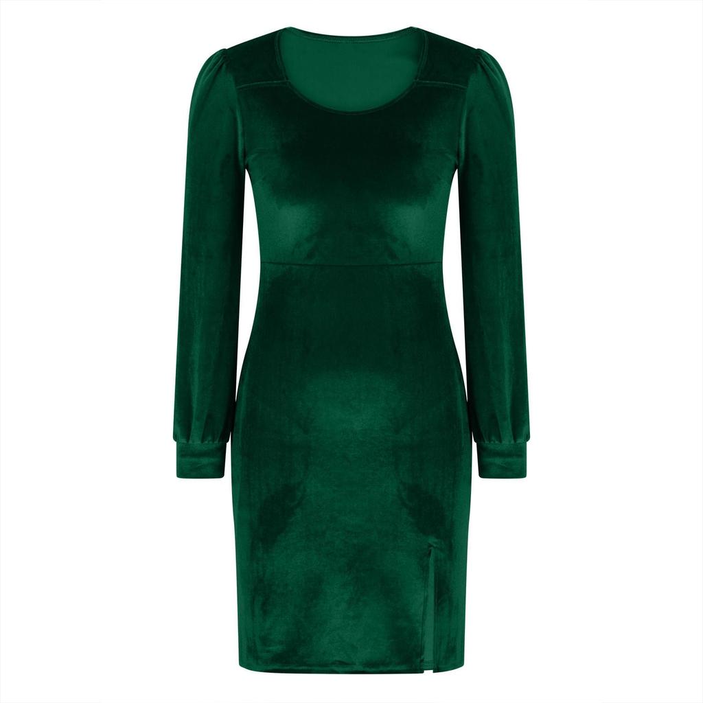 Женское коктейльное платье повседневное с длинным рукавом свободное праздничное платье для вечеринки гостя на свадьбе бархатное длинное платье