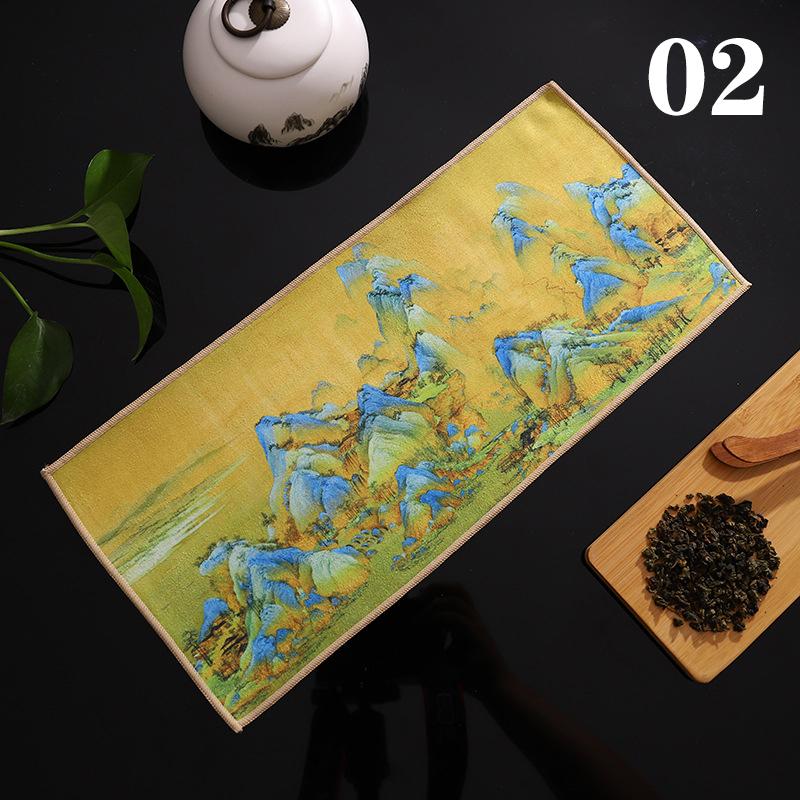 Chinese Super Absorbent High-end Tea Set Accessories Painted Thick Tea Towel