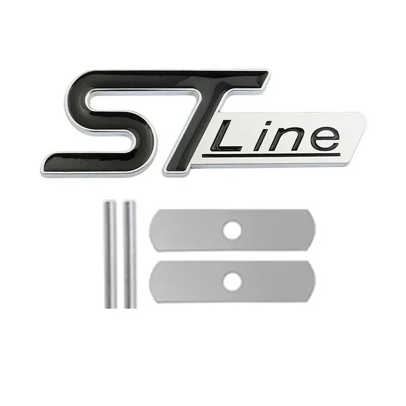TQ012For FORD ST LINE Logo Front Grill Emblem Badge Car Rear Trunk Sticker Decals Focus Kuga Fiesta Mondeo ESCAPE Ecoboost