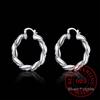 925 Sterling Silver Simple Big Rope Circle Vintage Hoop Earrings For Women Silver Jewelry Pendientes