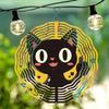 Cute Black Cat Wind Spinner Outdoor Decorative Kinetic Yard Art Hanging Wind Chime for Halloween Christmas Thanksgiving Durable Metal Garden Decor