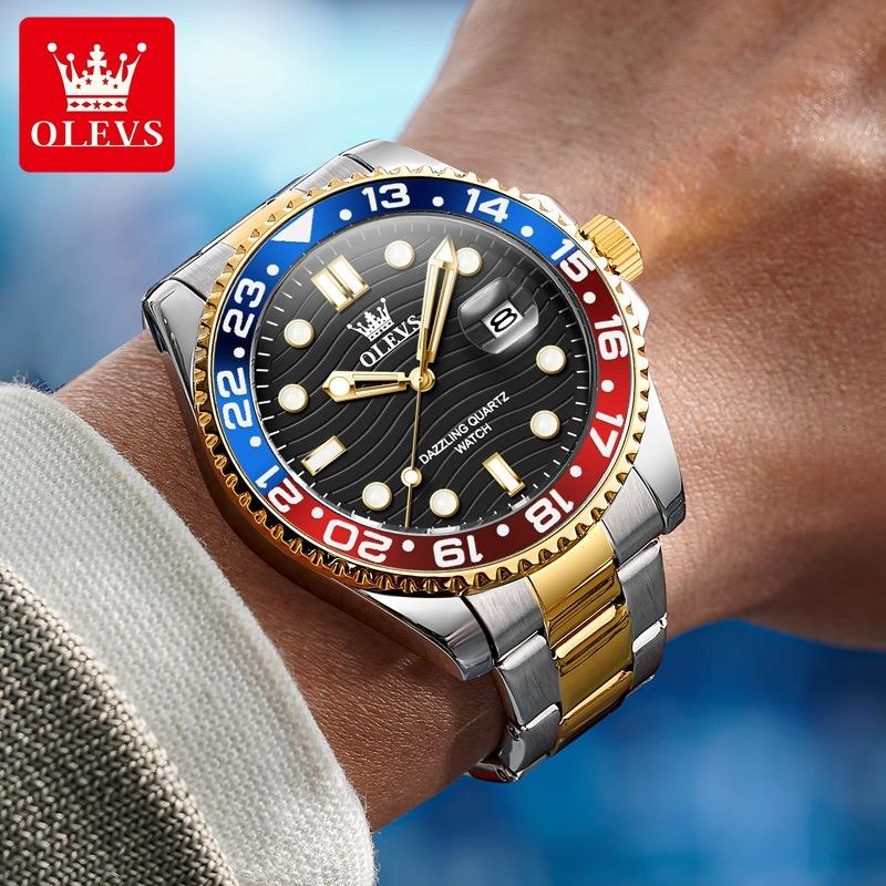 OLEVS Модные Водонепроницаемые Кварцевые Часы Для Мужчин Оригинальные Люминесцентные Дата Роскошные Наручные Часы Ремешок из Нержавеющей Стали Мужские Часы