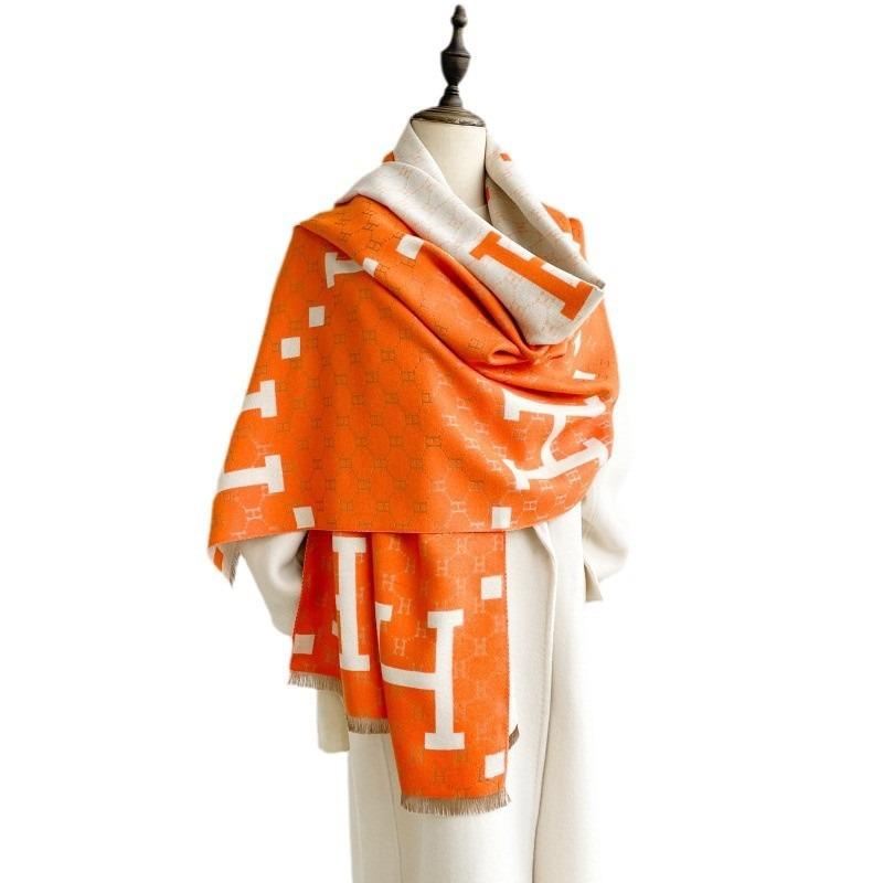 Autumn and Winter New Imitation Cashmere Scarf Women's High-end Sense Winter Letter Light Luxury Shawl Thick Warm One