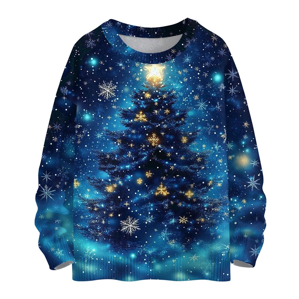 Women's Casual Long Sleeve Woolen Christmas Sweatshirt Fall  Vacation Long Sleeve Pullover