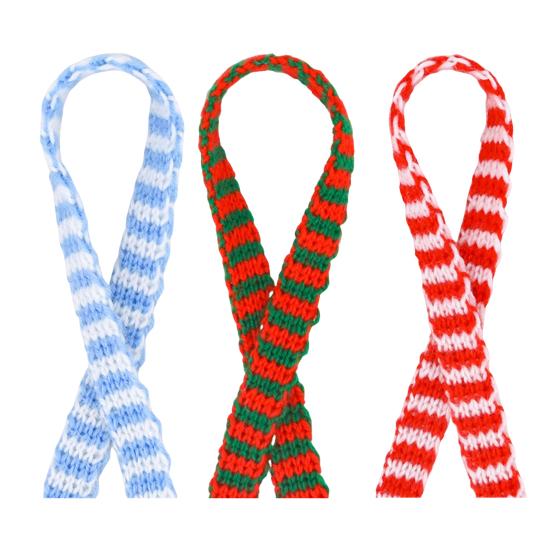 Christmas Knitted Ribbon 9.8Ft DIY Yarn Knit Ribbon Doll Scarf Dual Color Stripe Ribbon Fabric Ribbon for Gift Wrapping Christmas Tree Decor