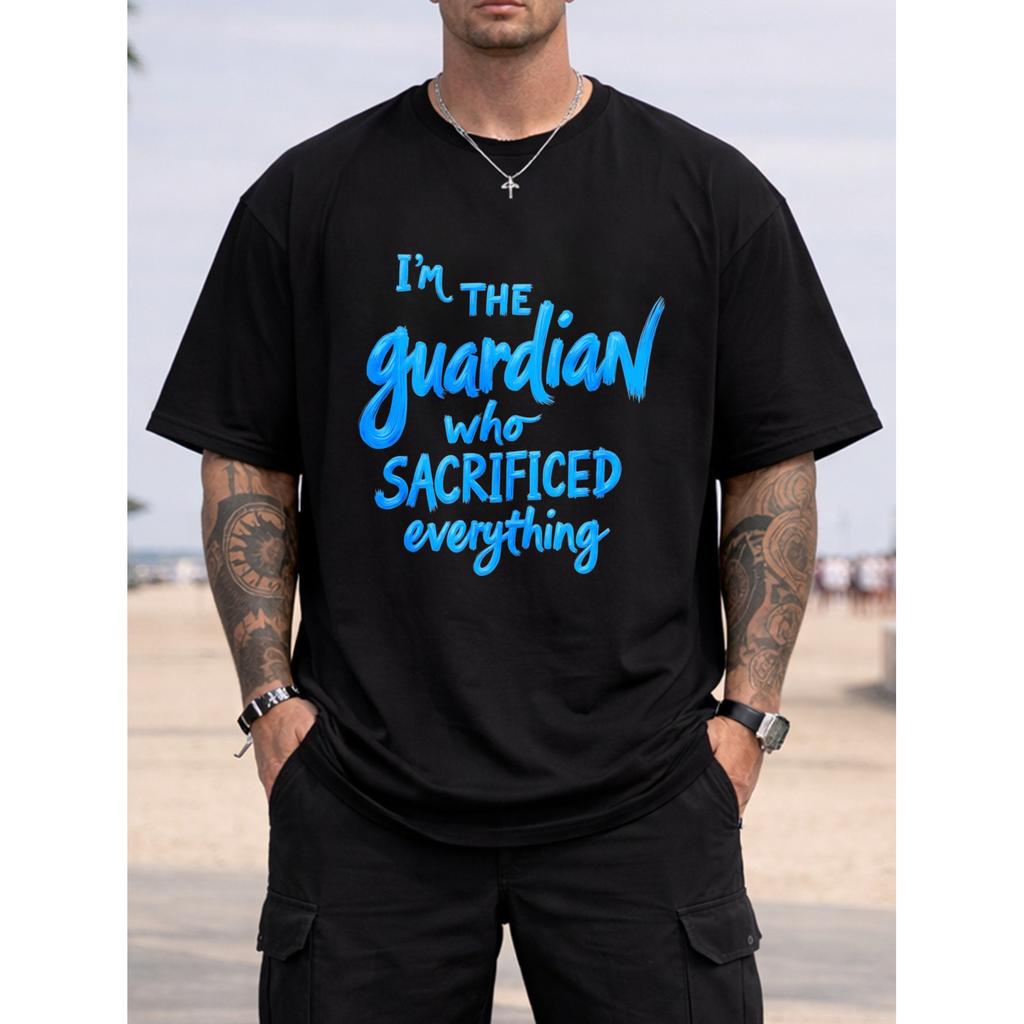 Guardian Who Sacrificed Everything Graphic Print Men's Crewneck T-Shirt Casual Loose Fit