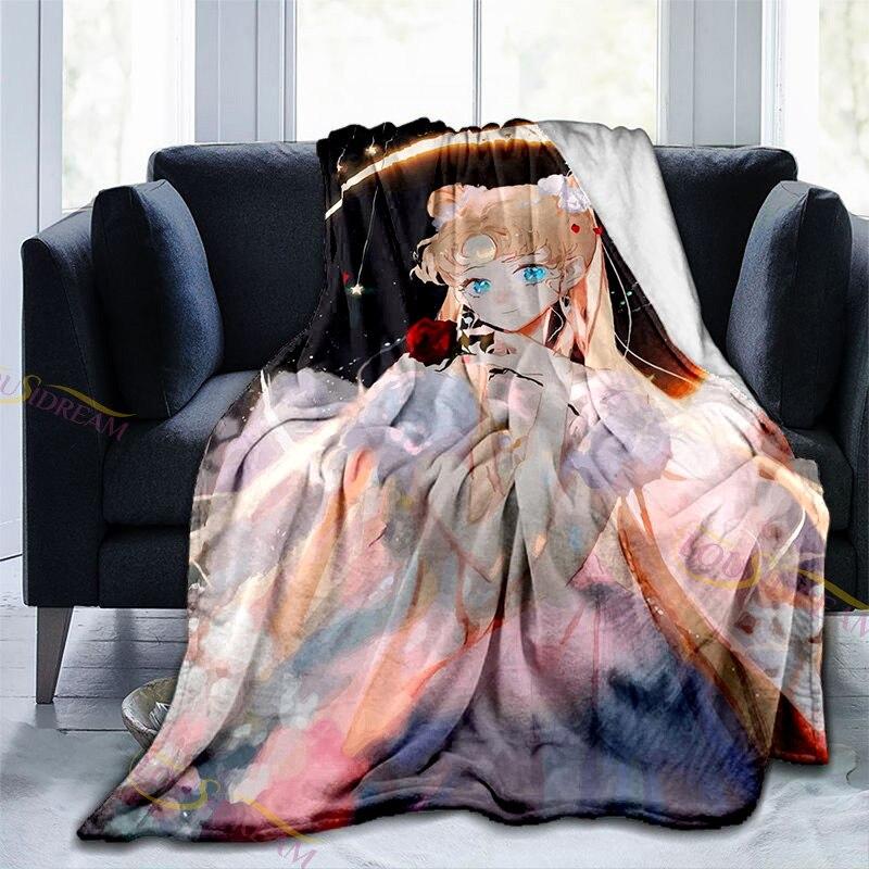 Милое сказочное фланелевое одеяло «Сейлор Мун» Luna Cat, мягкое флисовое одеяло, покрывало для пикника, коврик для йоги, гобелены, домашний декор, подарки