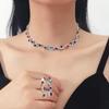GemChic Женские новые изысканные цветные хрустальные стразы сверкающие ожерелье ключицы серьги комплект из двух предметов подарок на день рождения Рождество ювелирные изделия