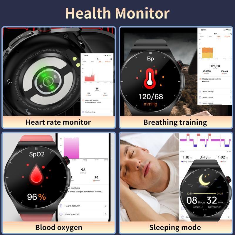 2024 Новые умные часы для мужчин ЭКГ + ППГ + ВСР Bluetooth Звонок Голосовое управление Часы артериального давления Кислород в крови Трекер здоровья SmartWatch