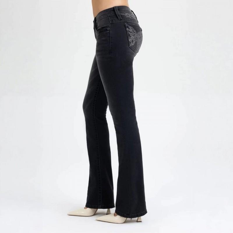Miss Me High Waist Straight Leg Stretch Jeans Women Streetwear Washed Denim Pants