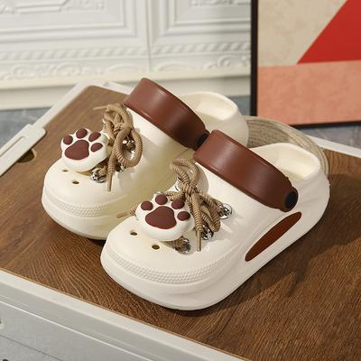 Модные женские летние сандалии Милые DIY шнуровка Лапа Садовая обувь Девушки Модные сабо Толстая подошва 2 способа носки Женские домашние уличные тапочки