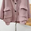 Dimanaf 2025 Plus Size Women New Autumn Linen Basic Jacket Casual Coat Solid Oversize Fashion Long Sleeve Vintage Loose Tops