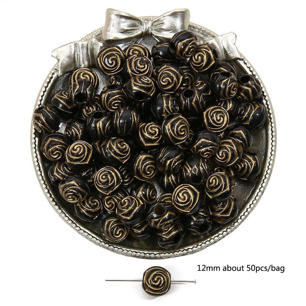 Бусины для браслета ручной работы, акриловые французские винтажные золотые плоские бусины, круглые бусины, украшения ручной работы, браслет, ожерелье, кулон, телефонная цепочка, аксессуары