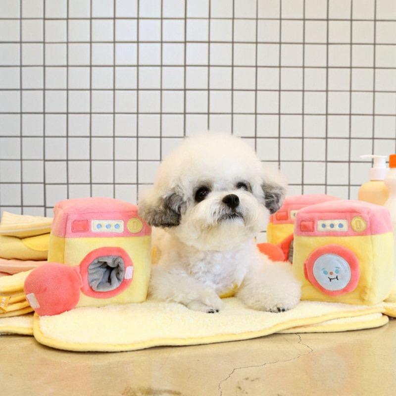 1/pice Cute INS Puppy Housekeeping Series Plush Pet Sounding Toy Washing Machine Iron Hair Dryer Pet Food Hiding Funny Dog Toys