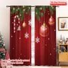 2pcs 2D Flat Printing Christmas Window Curtains Christmas Ornaments Hanging Red Background 100% Polyester Fabric Without