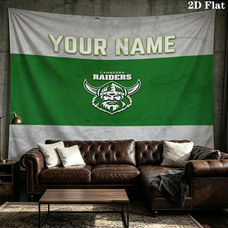 Custom Name Canberra Raiders Printed Tapestry – Wall Hanging for Bedrooms, Dorms, and Home Decor