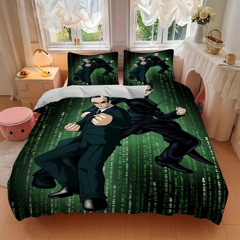 3pcs Matrix Code Duvet Cover Set (1 Duvet Cover + 2 Pillowcases, No Core) - Comfortable, And Breathable Bedroom Decoration yy251104024