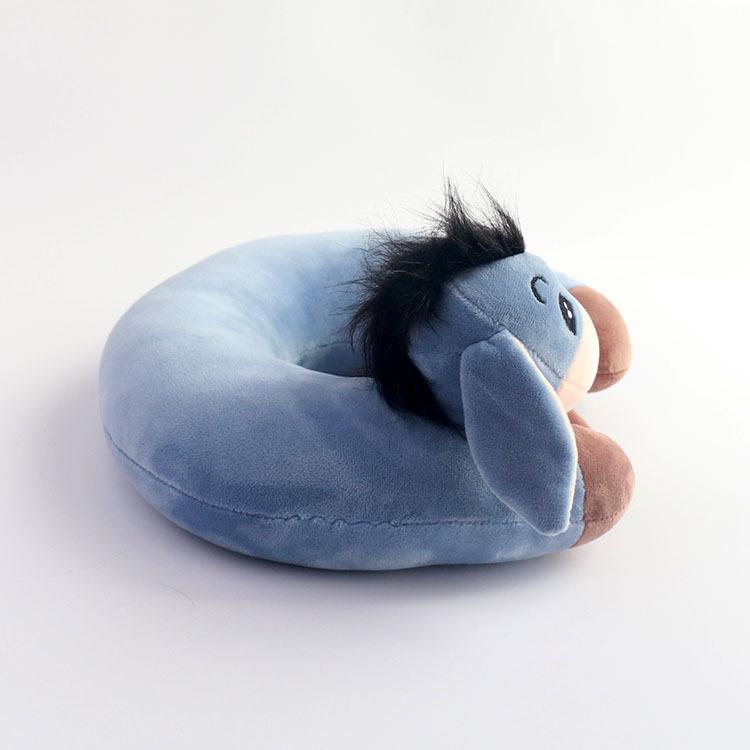 Cute Cartoon Blue Donkey Travel Neck Pillow, Portable U-Shaped Pillow for Office Nap, Plush Toy Stress Relief Pillow
