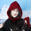 Wool Knitted Balaclava Hat for Women with Big Head Circumference Showing Face In Small Winter Thickened Versatile Warm Wool Hat