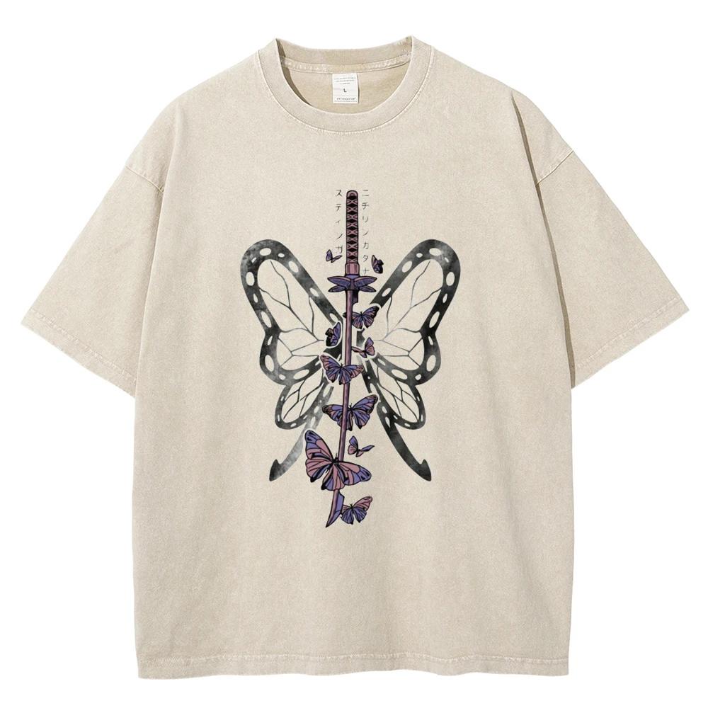 Горячая Аниме Клинок Рассекающий Демонов Кочо Шинобу Графический Принт Футболка Мужская Повседневная Футболка Стирка Футболка Харадзюку Мужские Топы