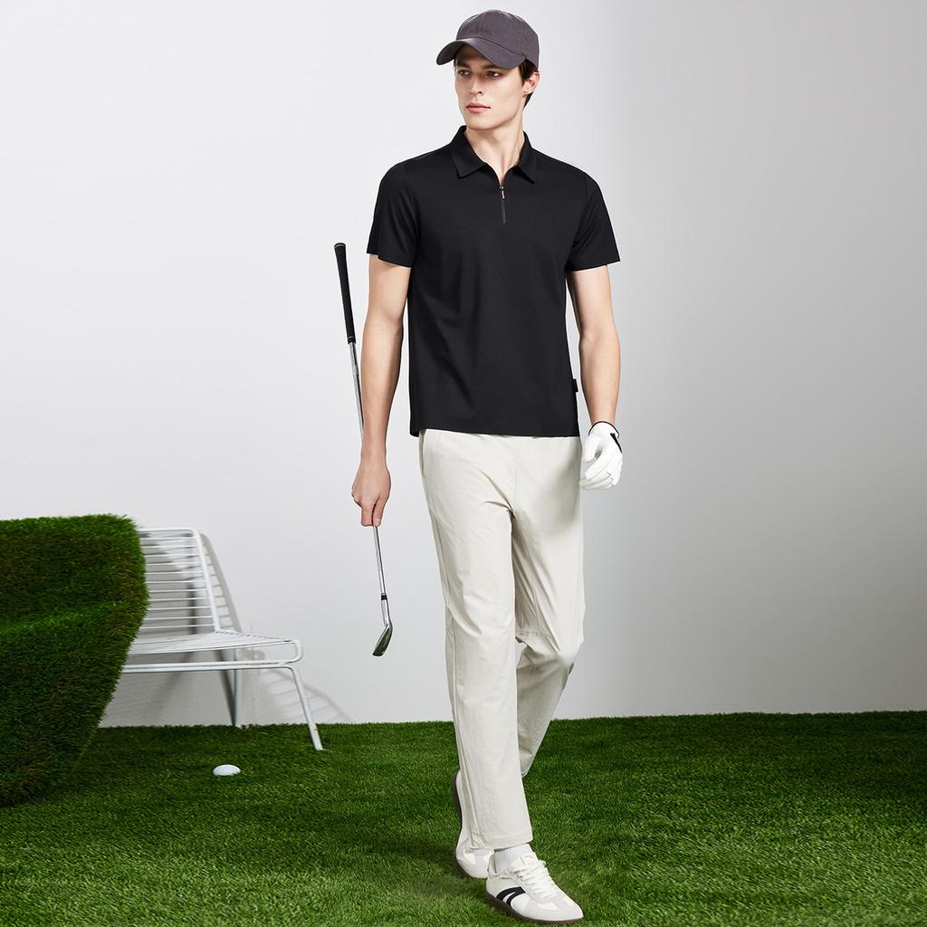 26 Summer Zipper Collar Polo Shirt Men's Short Sleeve Thin Business Casual Collar T-shirt