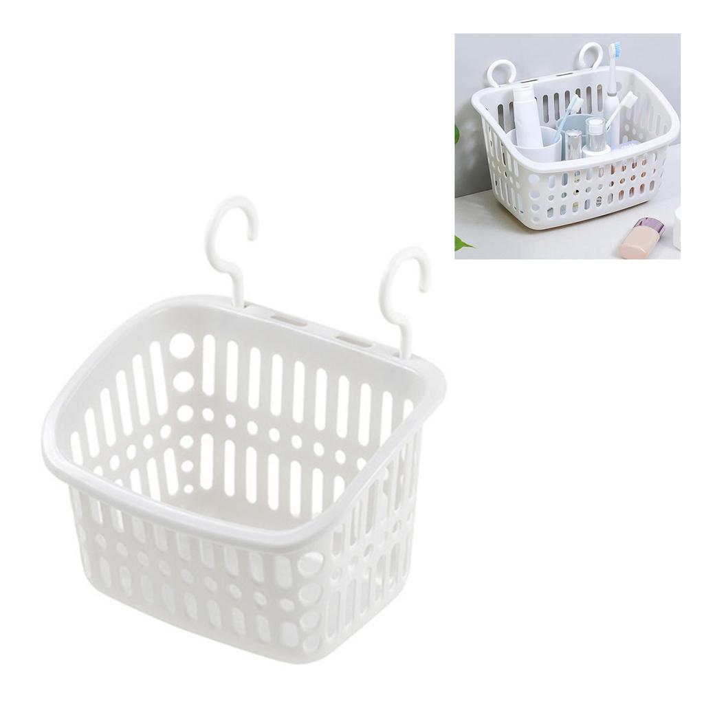 Hanging Shower Caddy Sturdy Plastic Draining Holes Space Saving Simple Hanging Laundry Basket for