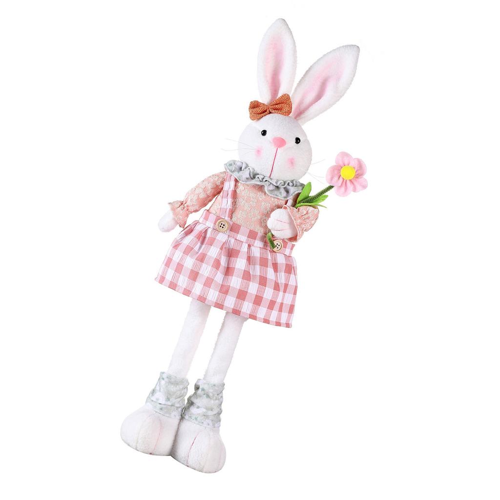 Cute Rabbit Easter Miniature Craft Extendable Legs Rabbit Ornament Fairy Garden Supplies Desk Home Figurine Ornament