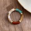 Multicolour Smuding Acrylic Splicing Round Bangles for Women Geometric Bamboo Joint Elastic Bracelet Fashion Jewelry Party F