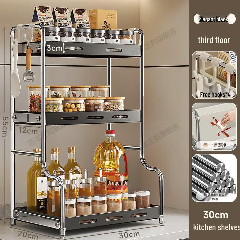 Bamboo Countertop Kitchen Spice Rack