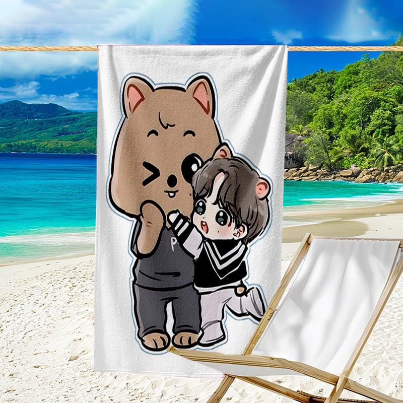 1pc Kpop Team6 Beach Towel, Beach and Seaside Swimming Pool Equipment, Fashion Pattern, Rectangular, Travel Essentials