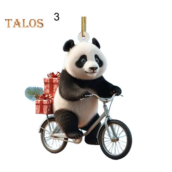 Рождественский кулон для автомобиля в форме реалистичной ездящей панды, легкий подвесной аксессуар для рождественских елок, дверей, окон, подвесной орнамент, сумка или