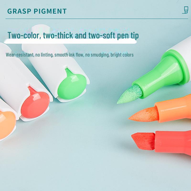 Student Dual-Head Double Color Acrylic Markers - 36/48/60/72 Colors, Triangle Barrel