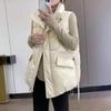 Корейская версия, нестимый глянцевый пуховый хлопковый жилет для женщин, короткий свободный жилет со стоячим воротником для зимнего ношения, жилет через плечо