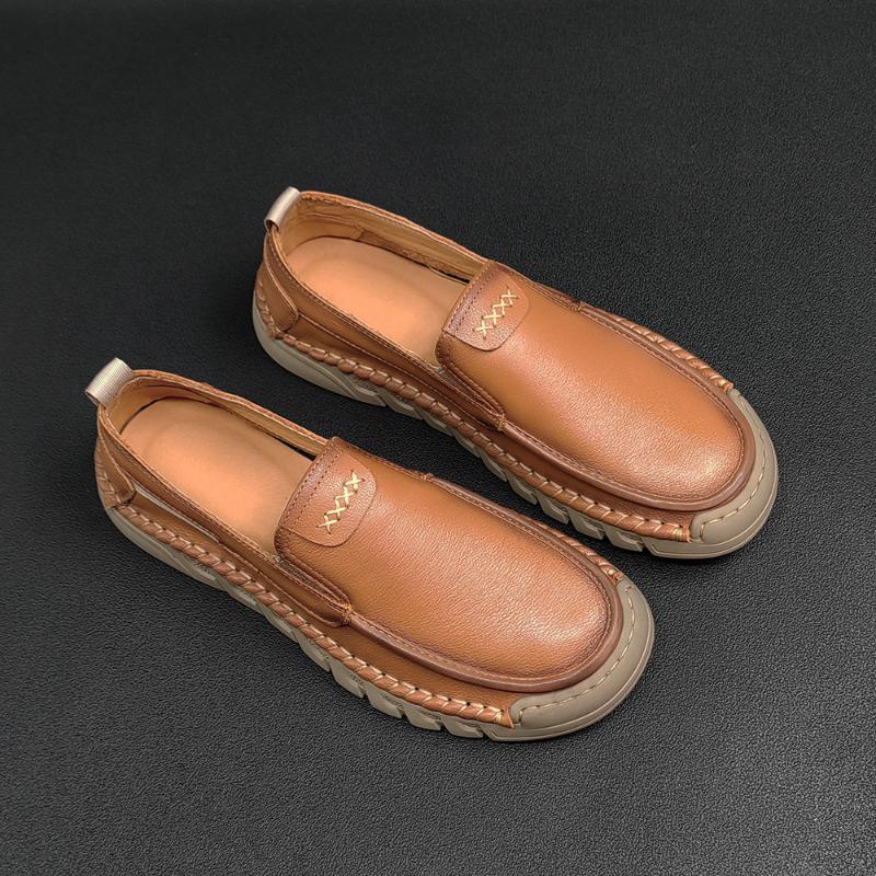 Мужские туфли Bean из натуральной кожи One Step Lazy Shoes Мужская модная универсальная повседневная обувь ручной работы