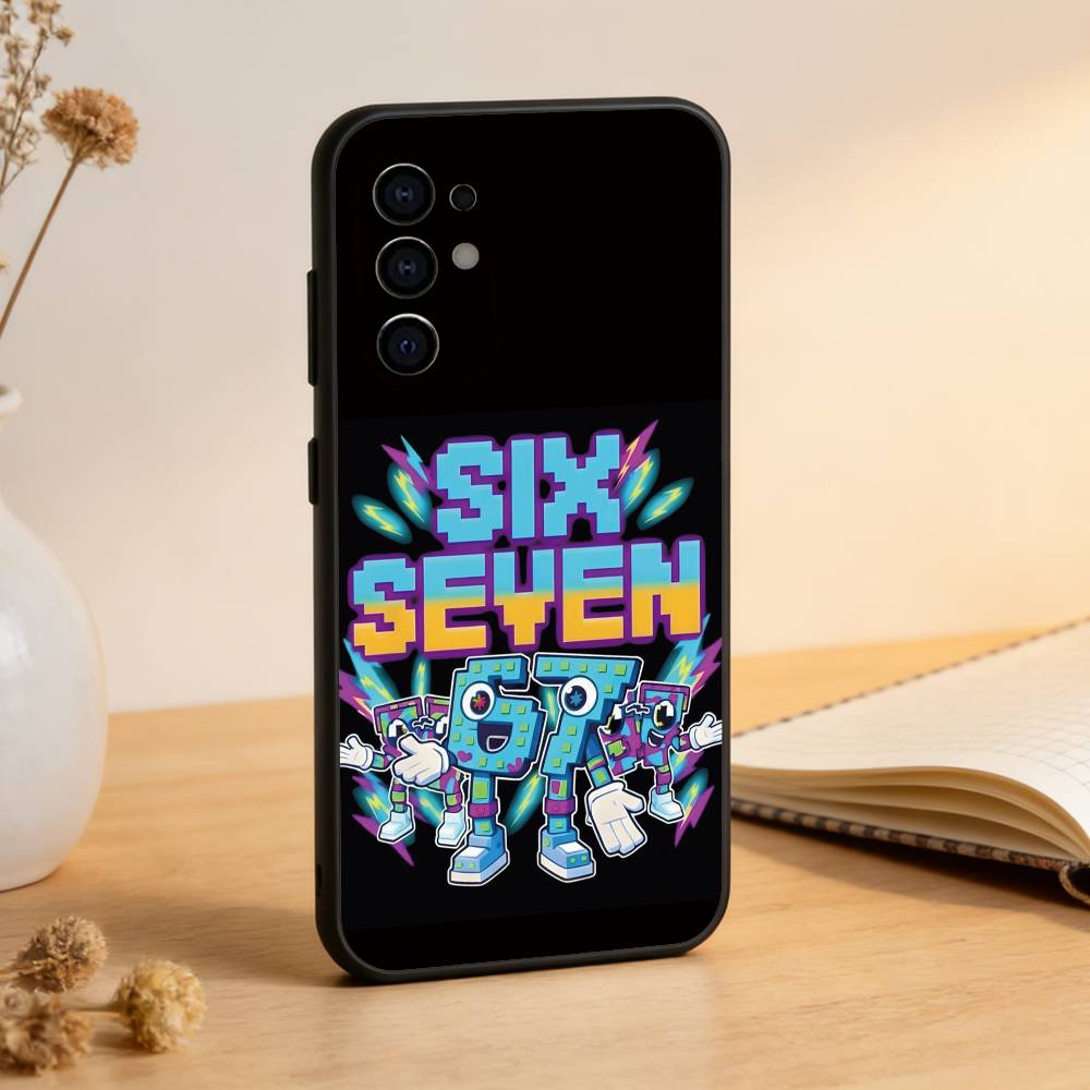 Шесть Семь 67 Чехол для телефона Черный Силикон Мягкий Для Samsung S25,S24,S21,S22,S23,S30,Ultra,S20,Plus,Fe,Lite