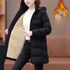 Mid-length Down Cotton-padded Jacket, Women's Winter Plus Velvet Thick Cotton-padded Jacket, Warm Jacket