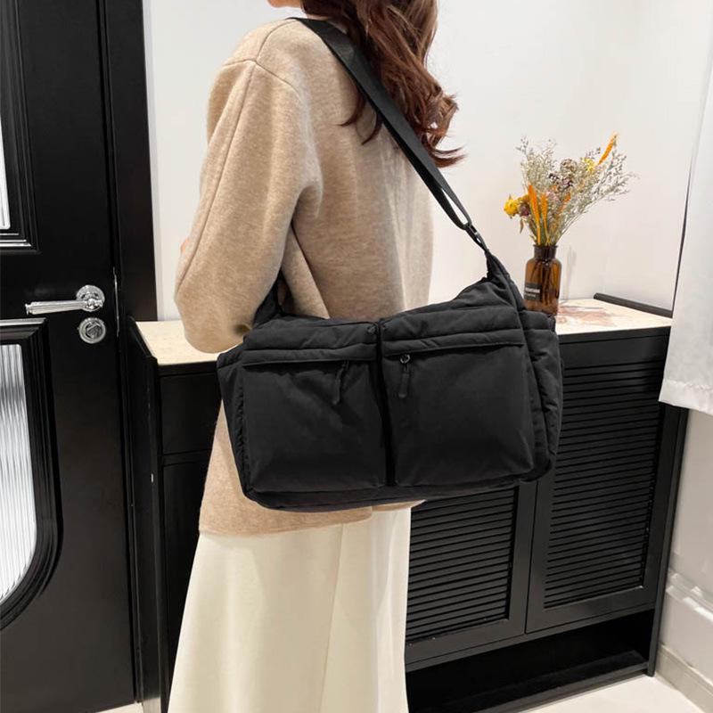 Unisex Water-Repellent Multi-Pocket Nylon Crossbody Bag