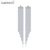 LUOTEEMI Luxury Cubic Zircon Sparking CZ Diamond Long Tassel  Earrings Wedding Chandelier for Women