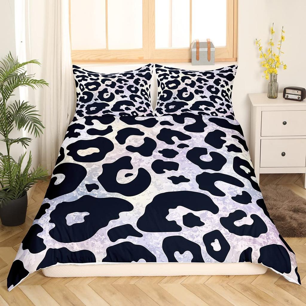Покрывало с леопардовым принтом, розовый, пастельный, с рисунком гепарда, пододеяльник, комплект постельного белья с принтом животных, радужная галактика, покрывало размера King Size