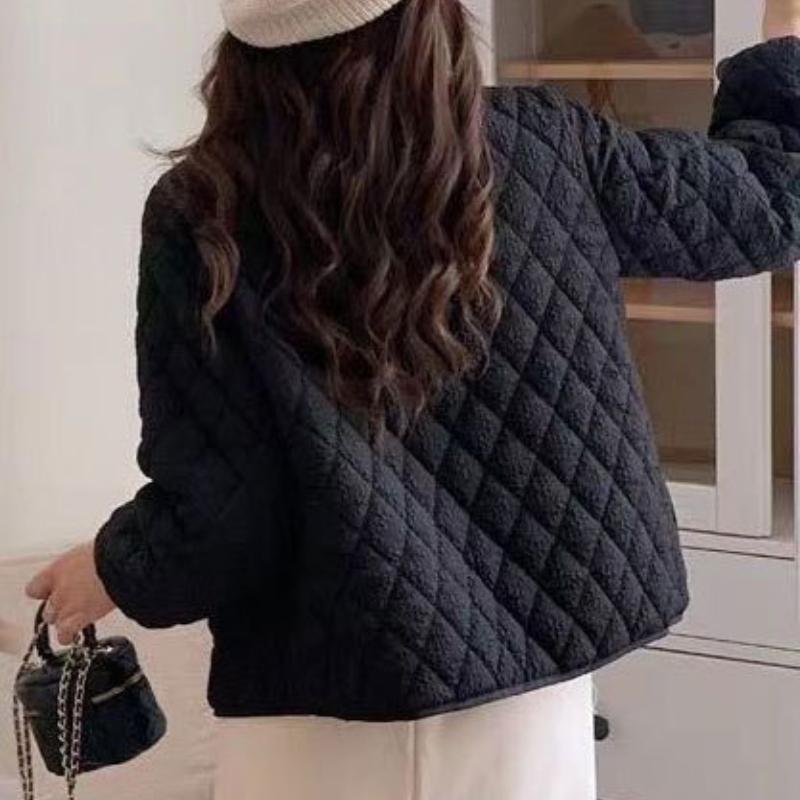 Повседневное хлопковое пальто с подкладкой, женские винтажные тонкие стеганые женские куртки с круглым вырезом и длинными рукавами на пуговицах, весна 2025, модные женские парки, пальто