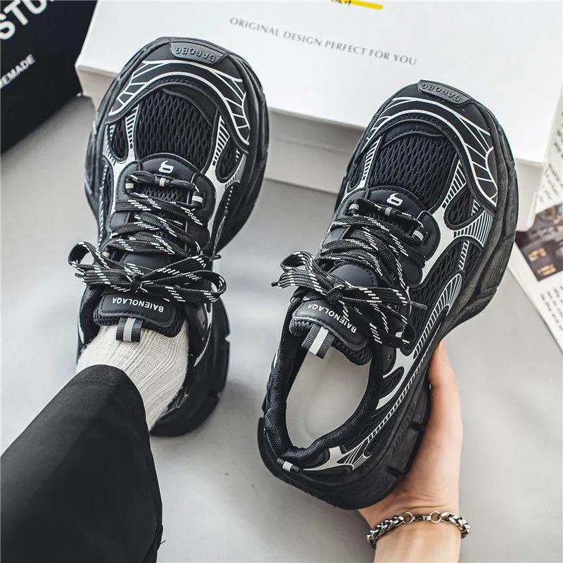 Lightweight Outdoor Sports Shoes Men Trends Platform Sneakers Lace Up Casual Thick Bottom Anti Slip Breathable Running Shoes