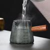 180ML Wood Handle Glass Espresso Measuring Cup Coffee Extraction Cup with Scale High Temperature Resistance Milk Jug Measure Mug