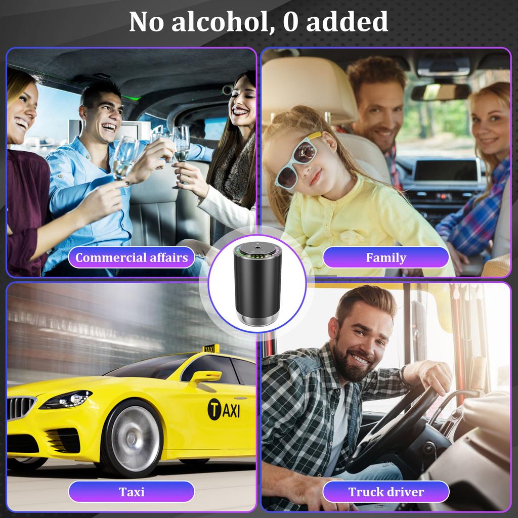 Умный автомобильный диффузор-увлажнитель, перезаряжаемый автоматический очиститель воздуха с 3 регулируемыми концентрациями, автоматическим включением/выключением, освежителем воздуха, диффузором